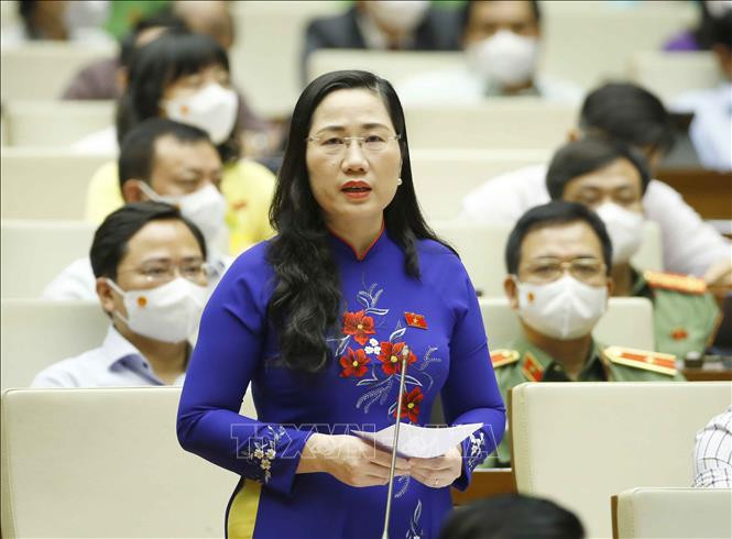 Đại biểu Quốc hội tỉnh Bắc Kạn Nguyễn Thị Thủy phát biểu ý kiến. Ảnh: Doãn Tấn/TTXVN