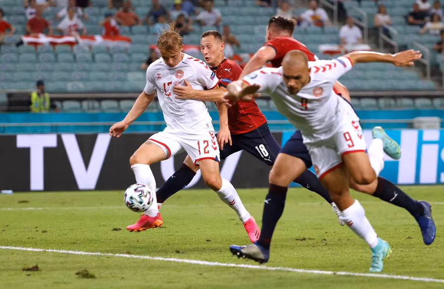 Tuyển Đan Mạch được đánh giá thấp nhất trong 4 đội vào bán kết EURO 2020. Ảnh: AFP