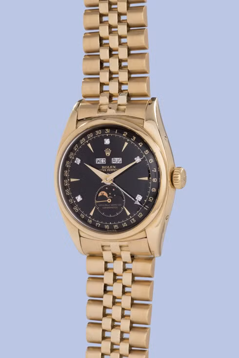 Đồng hồ của vua Bảo Đại là mẫu Rolex 6062 Oyster Perpetual duy nhất đính kim cương cả ở phần giờ chẵn.