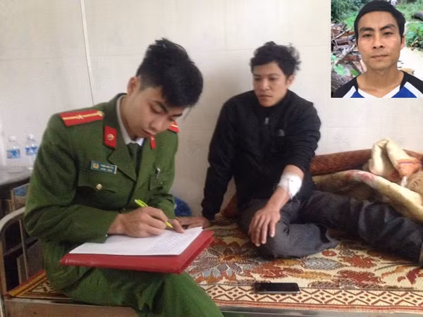 Anh Nguyễn Phan Thắng thời điểm đang đang điều trị tại Bệnh viện Đa khoa khu vực cửa khẩu quốc tế Cầu Treo và đối tượng Lê Minh Nam.