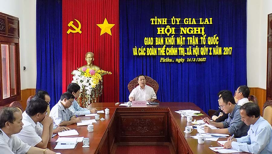 Hội nghị giao ban khối MTTQ và các tổ chức chính trị-xã hội tỉnh. Ảnh: T.N  Hội nghị giao ban khối MTTQ và các tổ chức chính trị-xã hội tỉnh. Ảnh: T.N