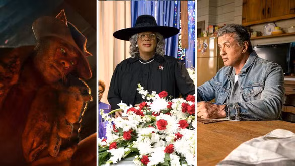 Ba tác phẩm bị đề cử nhiều nhất giải Mâm xôi vàng năm nay: Cats, A Madea Family và Rambo: Last Blood (từ trái qua) - Ảnh: Hollywood Reporter