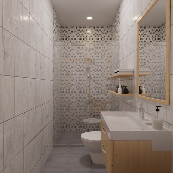 Các chất liệu hiện đại như kính, đá hoa cương vừa giúp lấy sáng đồng thời còn đảm bảo chất lượng cho công trình.