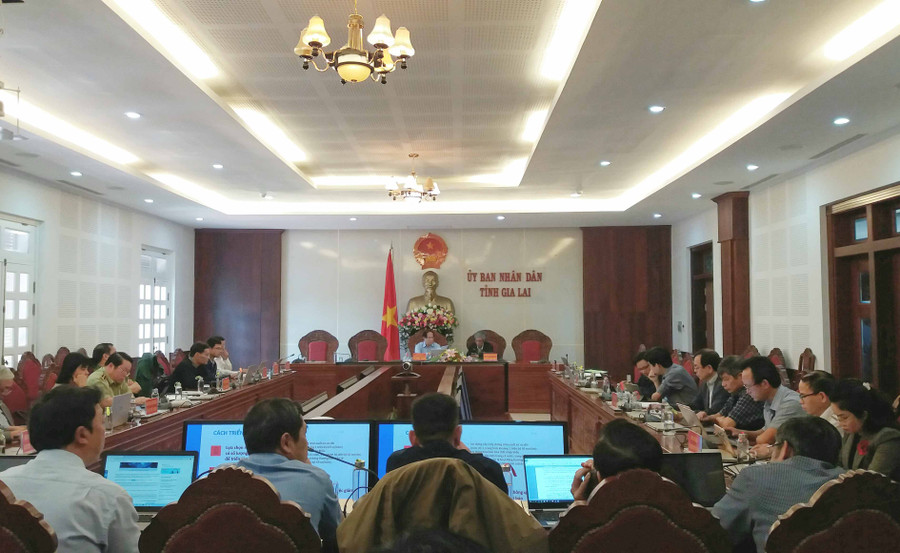 Quang cảnh Hội nghị trực tuyến tại điểm cầu Gia Lai. Ảnh: Như Nguyện 