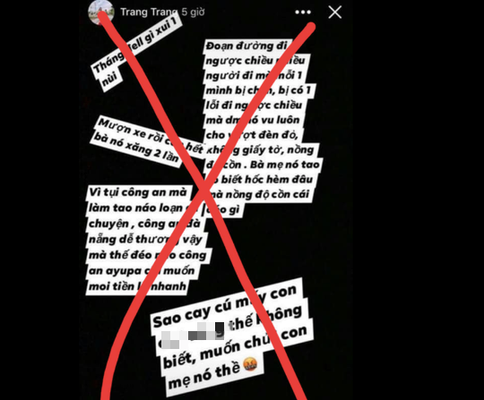 Một trong các nội dung mà đối tượng Đỗ Thị Huyền Trang đăng tải