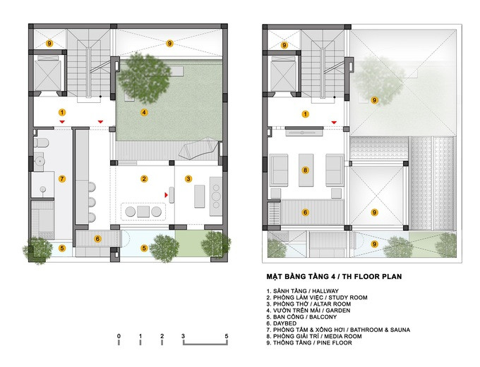 Mặt bằng tầng bốn. Mặt bằng tầng bốn.