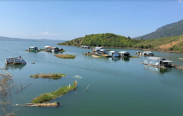 Các hộ dân chủ yếu là người các tỉnh miền Tây đến lập bè nuôi cá và sống lênh đênh trên mặt hồ thủy điện Buôn Tua Sarh từ năm 2009 đến nay.