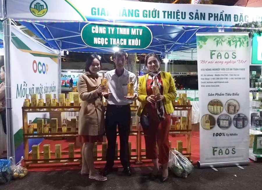  Sản phẩm rượu ngâm đinh lăng của Công ty TNHH một thành viên Ngọc Thạch Khôi (huyện Chư Pưh) đạt chứng nhận 3 sao OCOP cấp tỉnh năm 2019. Ảnh: V.T