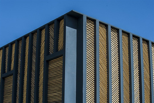 Dự án độc đáo này do kiến ​​trúc sư Vilela Florez ở Brazil phác họa. Vô số thanh tre được tích hợp để tạo nên mặt tiền đầy ấn tượng với hình dạng và tỷ lệ khác nhau. Mô hình lấy cảm hứng từ xương cá này mang đến cho tòa nhà độ tương phản tuyệt đẹp, giữa màu vàng của tre và màu đen của những khung bê tông