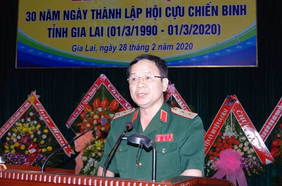 Trung tướng Khuất Việt Dũng-Phó Chủ tịch Trung ương Hội CCB Việt Nam phát biểu tại lễ kỷ niệm. Ảnh: Phan Lài