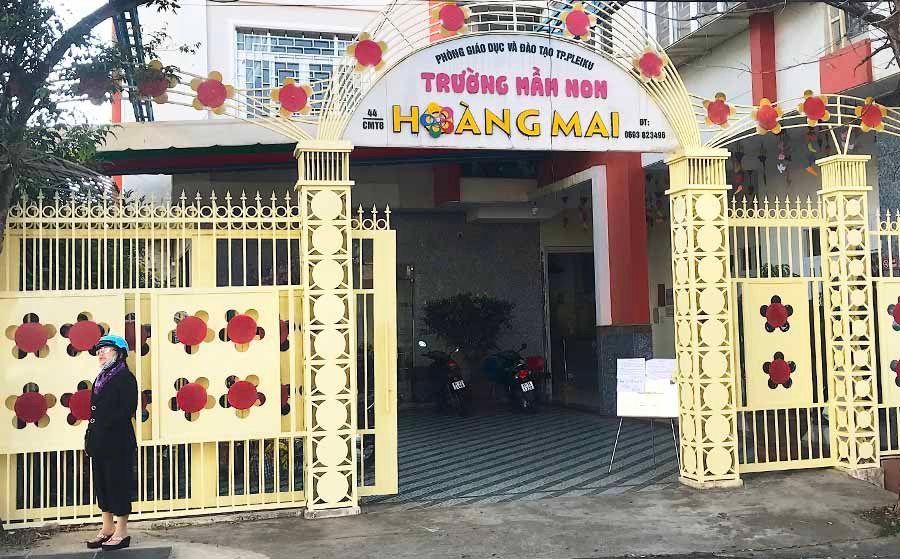  Trường Mầm non Hoàng Mai hiện không có nguồn kinh phí để chi lương và đóng BHXH cho cán bộ, giáo viên. Ảnh: Mộc Trà