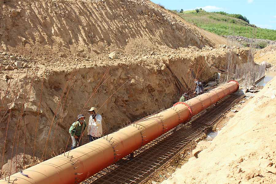 Một hạng mục thi công của dự án hồ chứa nước Tầu Dầu 2. Ảnh: H.T