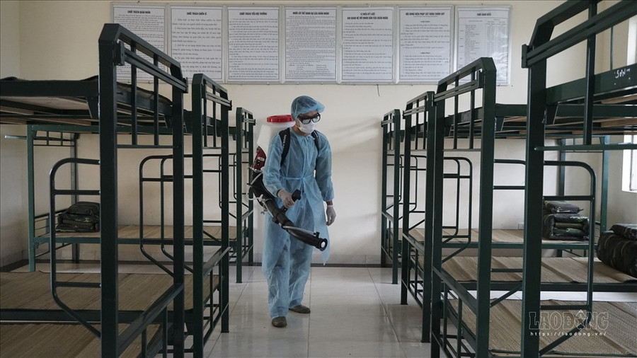 Khu vực cách ly và lưu trú tại Trung đoàn 59 -Bộ Tư lệnh Thủ đô Hà Nội. Ảnh: LĐO 