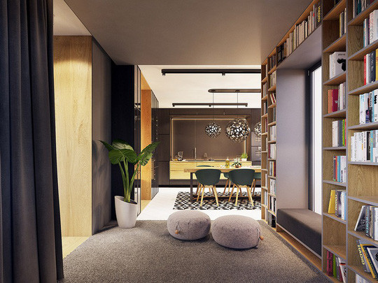 Hai chiếc ghế thấp thuận tiện để các thành viên có thể với tay lấy những cuốn sách ở bên dưới. Hai chiếc ghế thấp thuận tiện để các thành viên có thể với tay lấy những cuốn sách ở bên dưới.