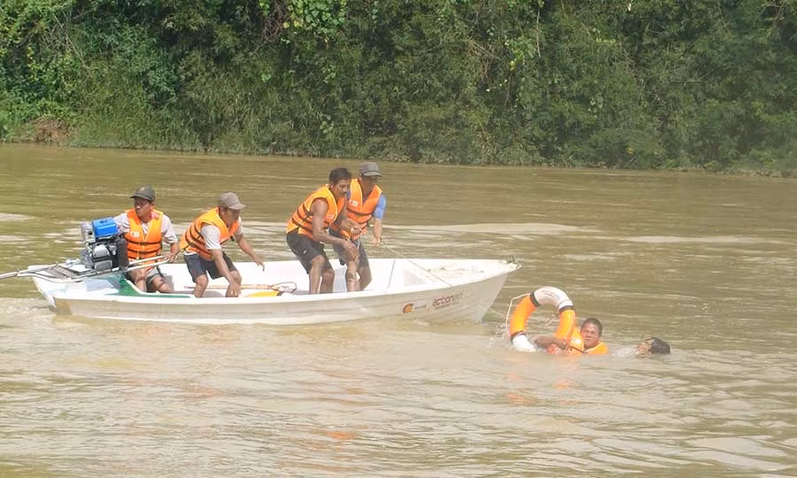  Huyện Phú Thiện tổ chức diễn tập phòng-chống lụt bão. Ảnh: H.S