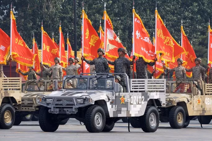 Các binh sĩ tham gia lễ duyệt binh kỷ niệm 70 năm quốc khánh Trung Quốc hồi năm ngoái. Ảnh: Tân Hoa Xã