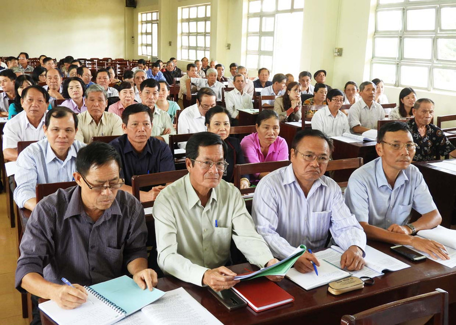  Các đại biểu là cán bộ Mặt trận cơ sở và khu dân cư dự tập huấn. Ảnh: Thanh Nhật