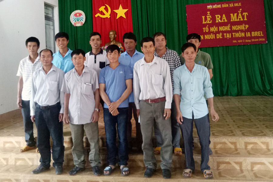 Ra mắt Tổ hội nghề nghiệp chăn nuôi dê thôn Ia Brel. Ảnh: Ngọc Sang