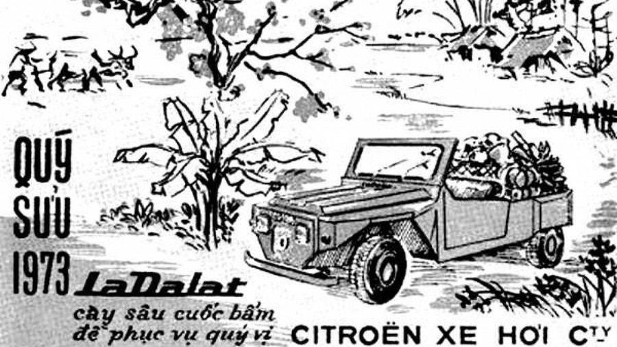 Một tấm áp phích quảng cáo La Dalat của Công Ty Xe Hơi Citroën