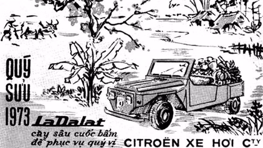 Một tấm áp phích quảng cáo La Dalat của Công Ty Xe Hơi Citroën