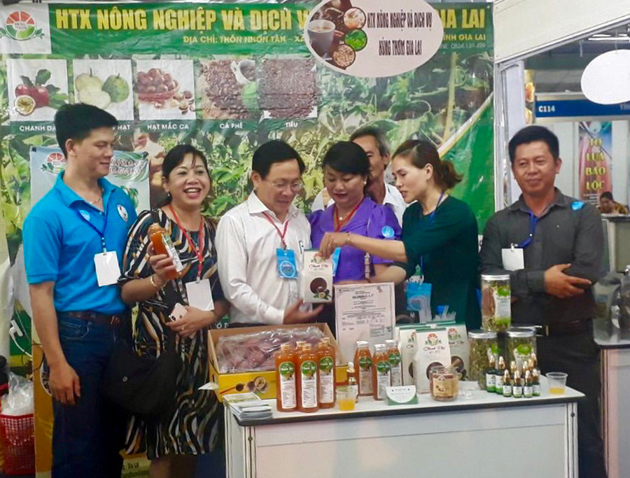 Gian hàng của tỉnh Gia Lai tham gia trưng bày tại Hội nghị kết nối cung cầu ở TP. Hồ Chí Minh. Ảnh: Vũ Thảo Gian hàng của tỉnh tham gia trưng bày tại Hội nghị kết nối cung cầu ở TP. Hồ Chí Minh. Ảnh: Vũ Thảo