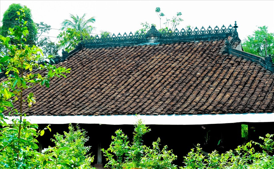 Từ phía xa, ngôi nhà với lối kiến trúc độc đáo, cổ kính, nằm khuất sau những rặng cây xanh mát.