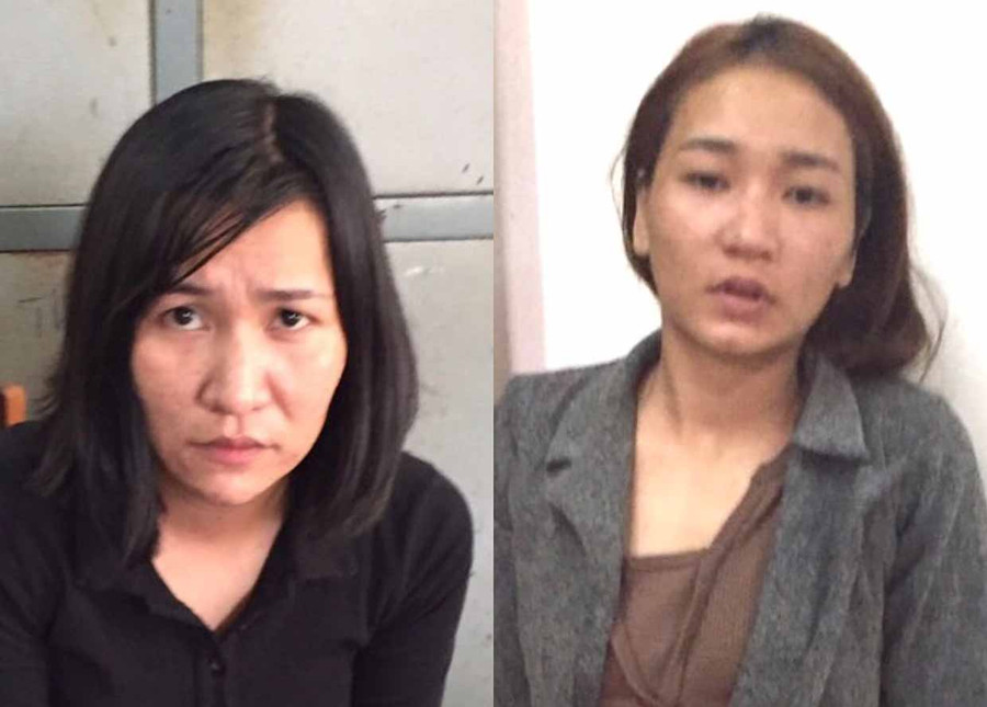  Thảo (trái) và Hiền tại cơ quan Công an. Ảnh: Văn Ngọc