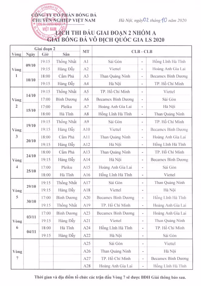 Lượt trận cuối để trống thời gian