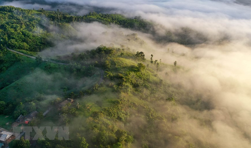 Sương bồng bềnh bao phủ lên núi rừng Pa Nang. (Ảnh: Hồ Cầu/TTXVN) Sương bồng bềnh bao phủ lên núi rừng Pa Nang. (Ảnh: Hồ Cầu/TTXVN)