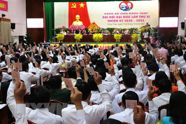  Các đại biểu biểu quyết tại Đại hội. (Ảnh: Nguyễn Văn Trí/TTXVN)