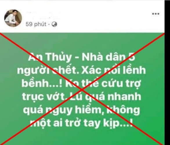 Dòng trạng thái thông tin sai sự thật của một trong hai người vừa bị xử phạt.