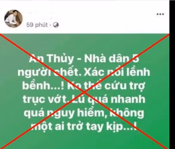 Dòng trạng thái thông tin sai sự thật của một trong hai người vừa bị xử phạt.