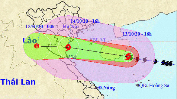 Vị trí và hướng di chuyển của bão số 7 - Ảnh: Trung tâm Dự báo khí tượng thủy văn quốc gia  Vị trí và hướng di chuyển của bão số 7 - Ảnh: Trung tâm Dự báo khí tượng thủy văn quốc gia