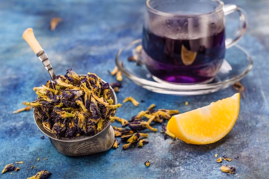 Trà hoa đậu biếc có nhiều công dụng cho sức khoẻ. Ảnh: Healthy.