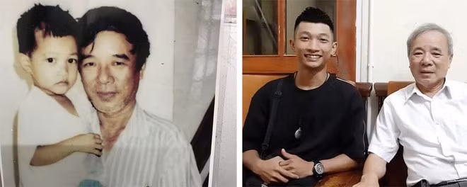 Anh Vũ Long Biên và “bố” Tiến lúc anh mới được “nhặt” về nuôi (ảnh trái) và hiện nay ẢNH: VŨ THƠ CHỤP LẠI - VŨ THƠ