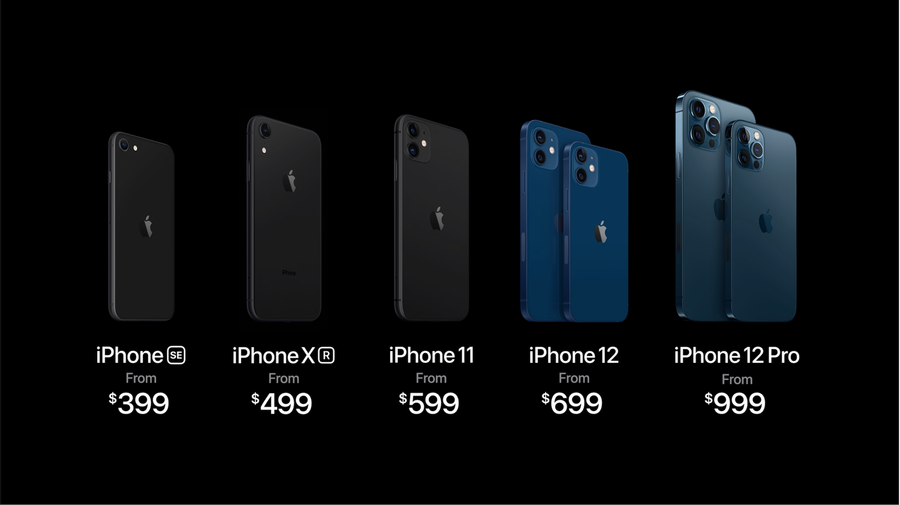 Giá bán khởi điểm các phiên bản iPhone mới và cũ theo công bố của Apple.