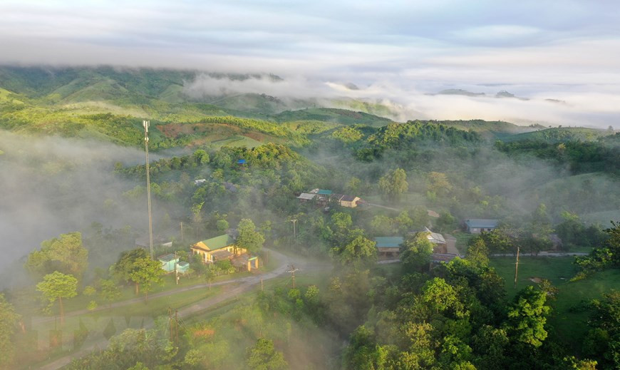 Từ trên các đỉnh núi cao, du khách có thể ngắm nhìn bình minh với biển mây bồng bềnh trên những cánh rừng tự nhiên để cảm nhận hết vẻ đẹp mê hồn của cảnh sắc nơi đây. (Ảnh: Hồ Cầu/TTXVN) Từ trên các đỉnh núi cao, du khách có thể ngắm nhìn bình minh với biển mây bồng bềnh trên những cánh rừng tự nhiên để cảm nhận hết vẻ đẹp mê hồn của cảnh sắc nơi đây. (Ảnh: Hồ Cầu/TTXVN)