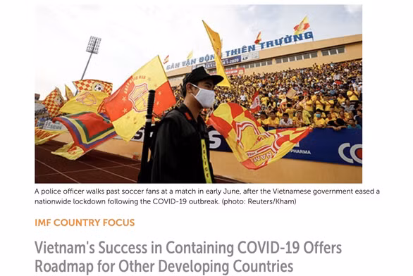  IMF trong một đề tài khen ngợi việc chống dịch COVID-19 của Việt Nam - Ảnh chụp màn hình