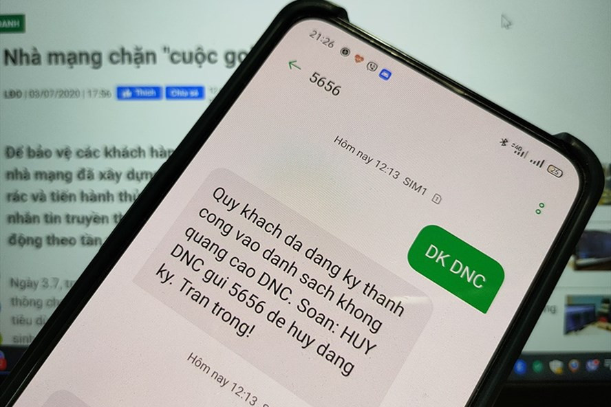 Đăng kí "Danh sách không quảng cáo" qua tin nhắn SMS để không nhận tin nhắn rác và cuộc gọi rác. Ảnh: Thế Lâm. Đăng kí