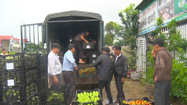  HTX Đoàn kết xuất hàng đi siêu thị Big C miền Trung. Ảnh: Hồng Hạnh 