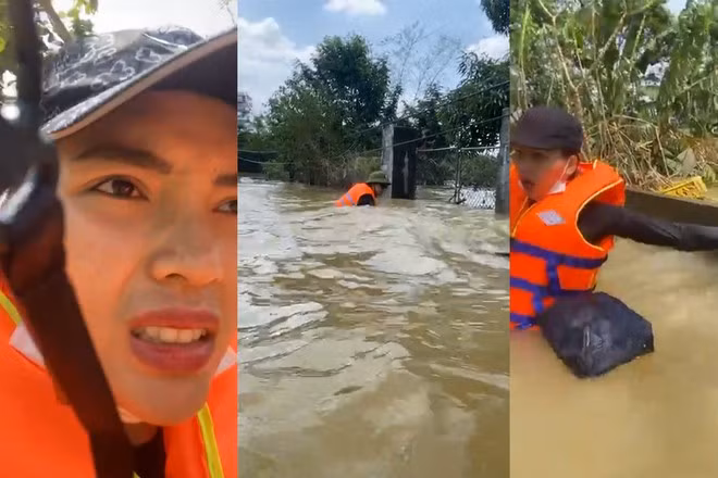 Hoa hậu Kỳ Duyên và người mẫu Minh Triệu cố gắng bám vào vách tường để giữ thăng bằng ẢNH: CHỤP MÀN HÌNH