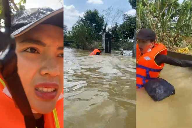 Hoa hậu Kỳ Duyên và người mẫu Minh Triệu cố gắng bám vào vách tường để giữ thăng bằng ẢNH: CHỤP MÀN HÌNH