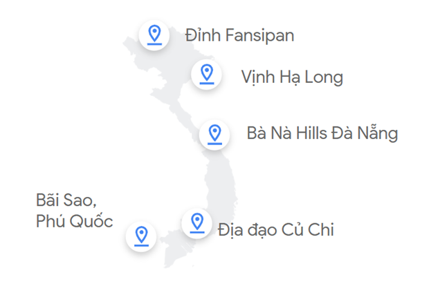 Kết quả khảo sát các điểm đến nội địa được khách Việt Nam quan tâm nhất của Google.