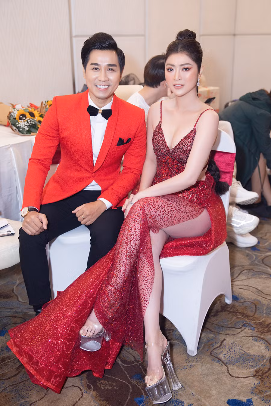 Thanh Trúc và MC Nguyên Khang tại sự kiện.