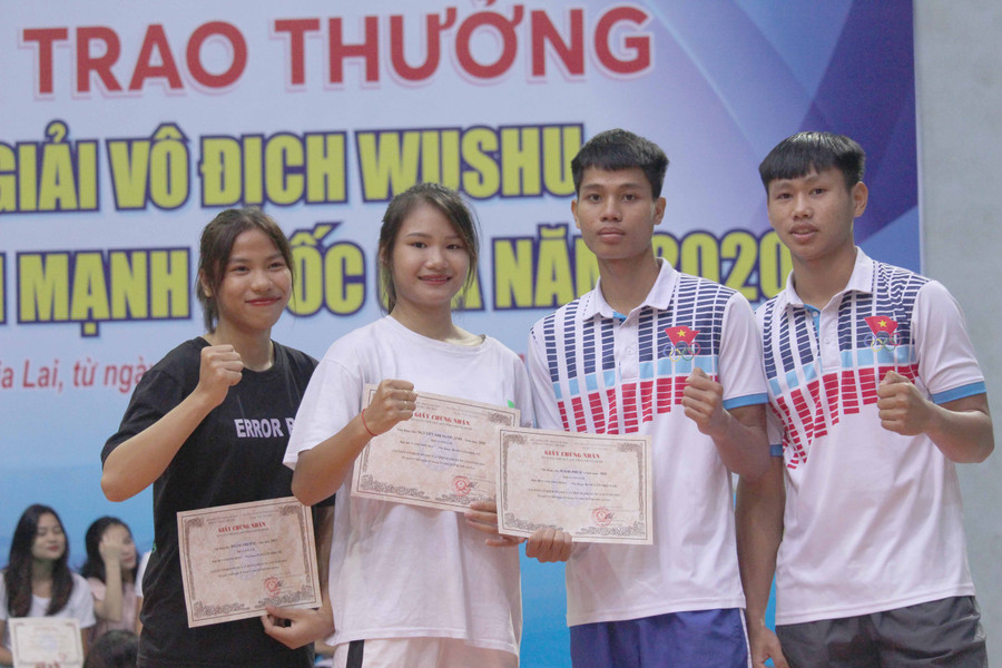 Các VĐV đoàn Wushu Gia Lai đạt thành tích cao tại giải. Ảnh: Nguyễn Tú
