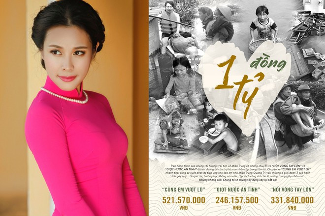 Ngọc Mai vui mừng thông báo số tiền ủng hộ cho ba chương trình lên đến hơn 1 tỉ đồng ẢNH: BTC