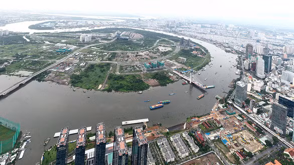 Thủ Thiêm chỉ cách trung tâm Sài Gòn một con sông - Ảnh TỰ TRUNG Thủ Thiêm chỉ cách trung tâm Sài Gòn một con sông - Ảnh TỰ TRUNG