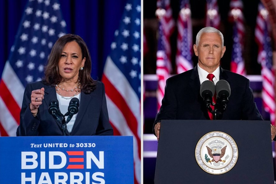 Bà Kamala Harris và ông Mike Pence có cuộc tranh luận ứng viên phó tổng thống. Ảnh: AFP Bà Kamala Harris và ông Mike Pence có cuộc tranh luận ứng viên phó tổng thống. Ảnh: AFP