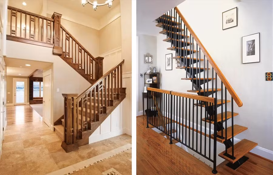  Lan can cầu thang phải được làm bằng vật liệu vững chắc nhằm đảm bảo độ an toàn. Đồ họa: Kim Nhung