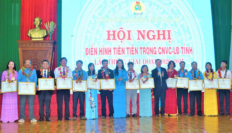  Liên đoàn Lao động tỉnh tuyên dương các tập thể, cá nhân điển hình tiên tiến giai đoạn 2015-2020. Ảnh: Đ.Y